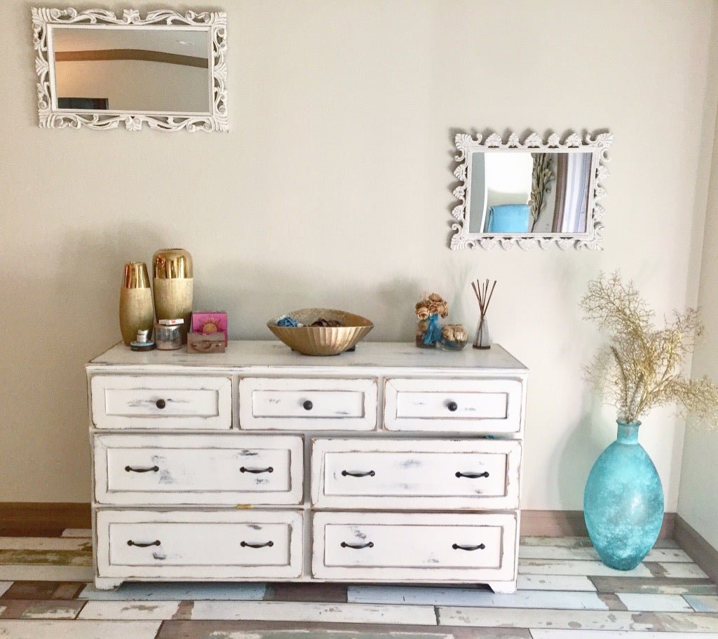 Dresser drawers and Bedside tables.