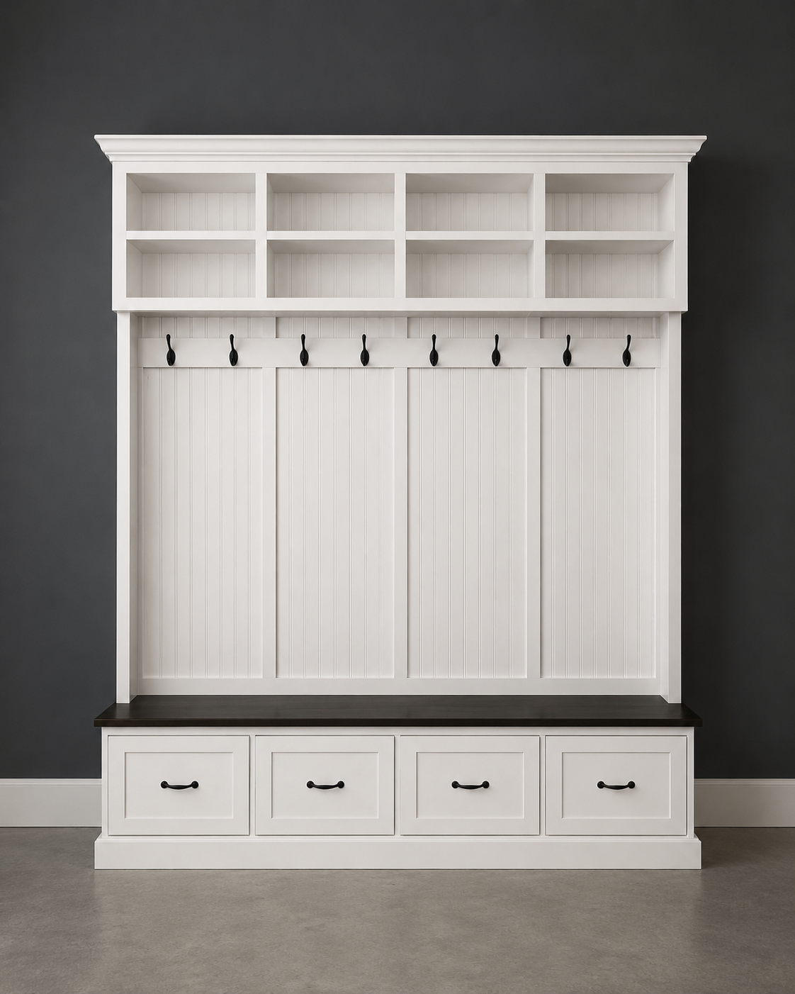Branson Entryway Storage Bench with Coat Rack | 4-Section Hall Tree for Mudroom Organization | Custom Entryway Furniture - Griffin Furniture