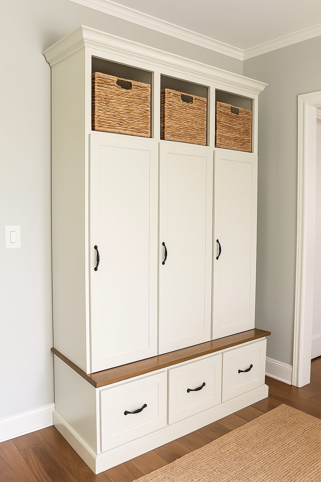 Maryland Locker Entryway Bench with Shoe Storage – Custom Mudroom Seating & Organization | Griffin Furniture