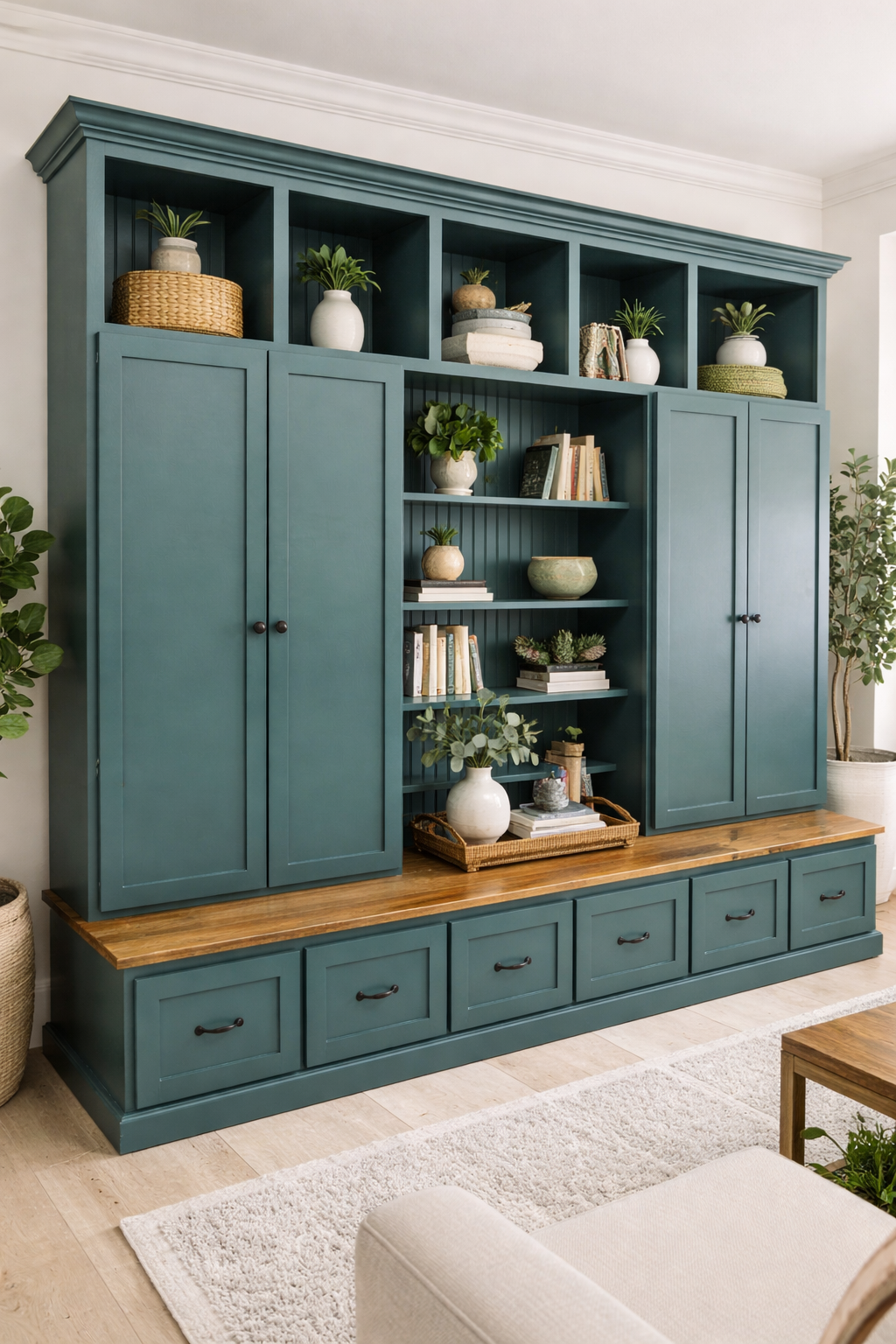 Tennessee Hall Tree with Shoe Storage – Solid Wood Mudroom Locker with Shoe Storage & Coat Rack - Griffin Furniture