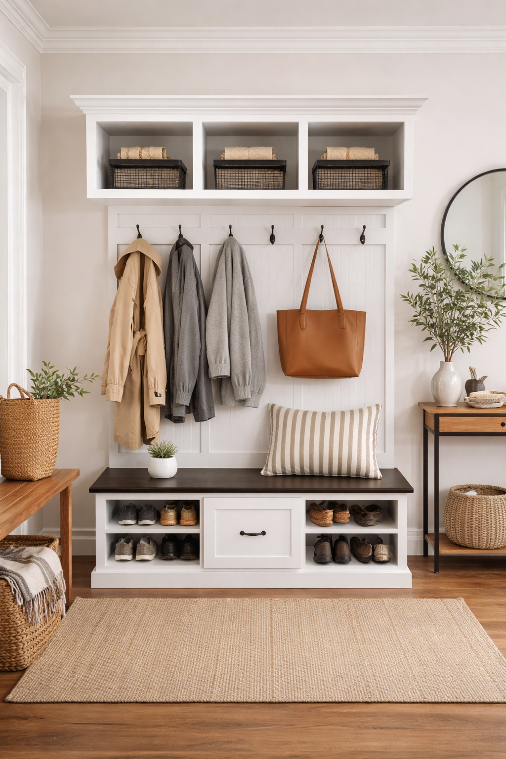 Birmingham Entryway Shoe Storage Bench with Coat Rack | Hall Tree & Mudroom Bench – Custom Wood Furniture - Griffin Furniture
