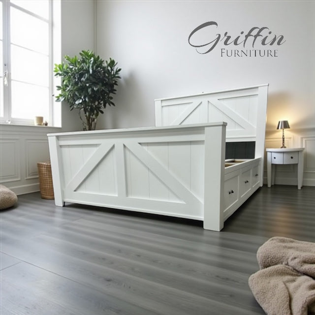 Brooklyn Rustic Bed Frame with Storage Drawers | All Bed Sizes | Handmade & Ships Free Nationwide