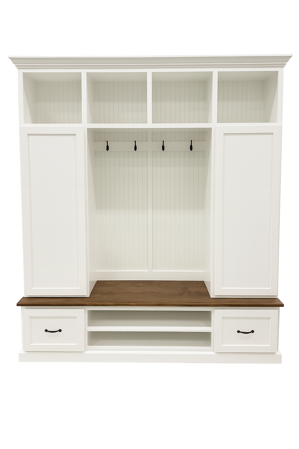 Florida Mudroom Locker Bench with Hall Tree | Custom Storage Solution for Entryways