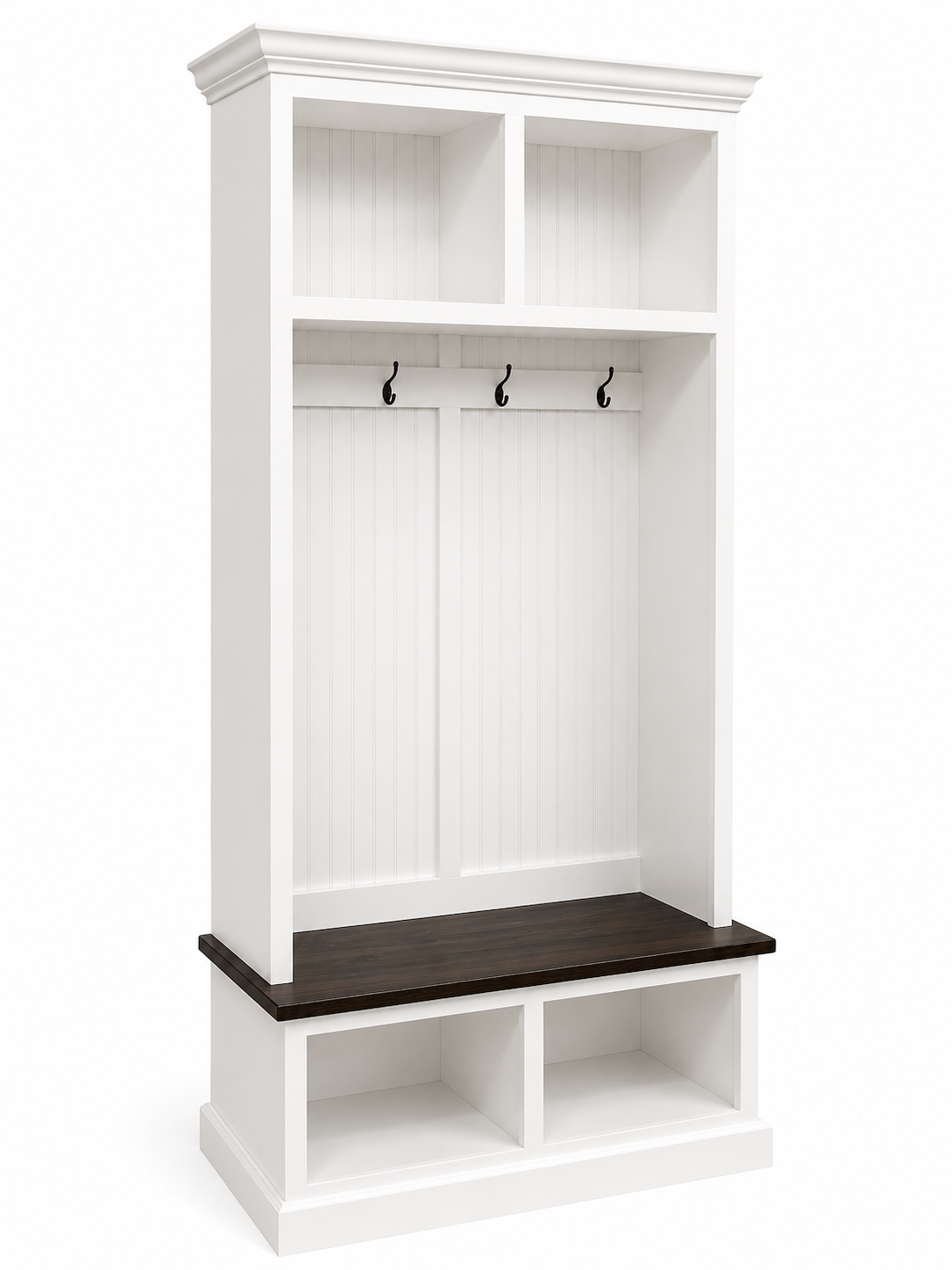 Pennsylvania Entryway Bench with Shoe Storage – 2-Section Solid Wood Mudroom Organizer | Custom Hallway Seating with Storage - Griffin Furniture