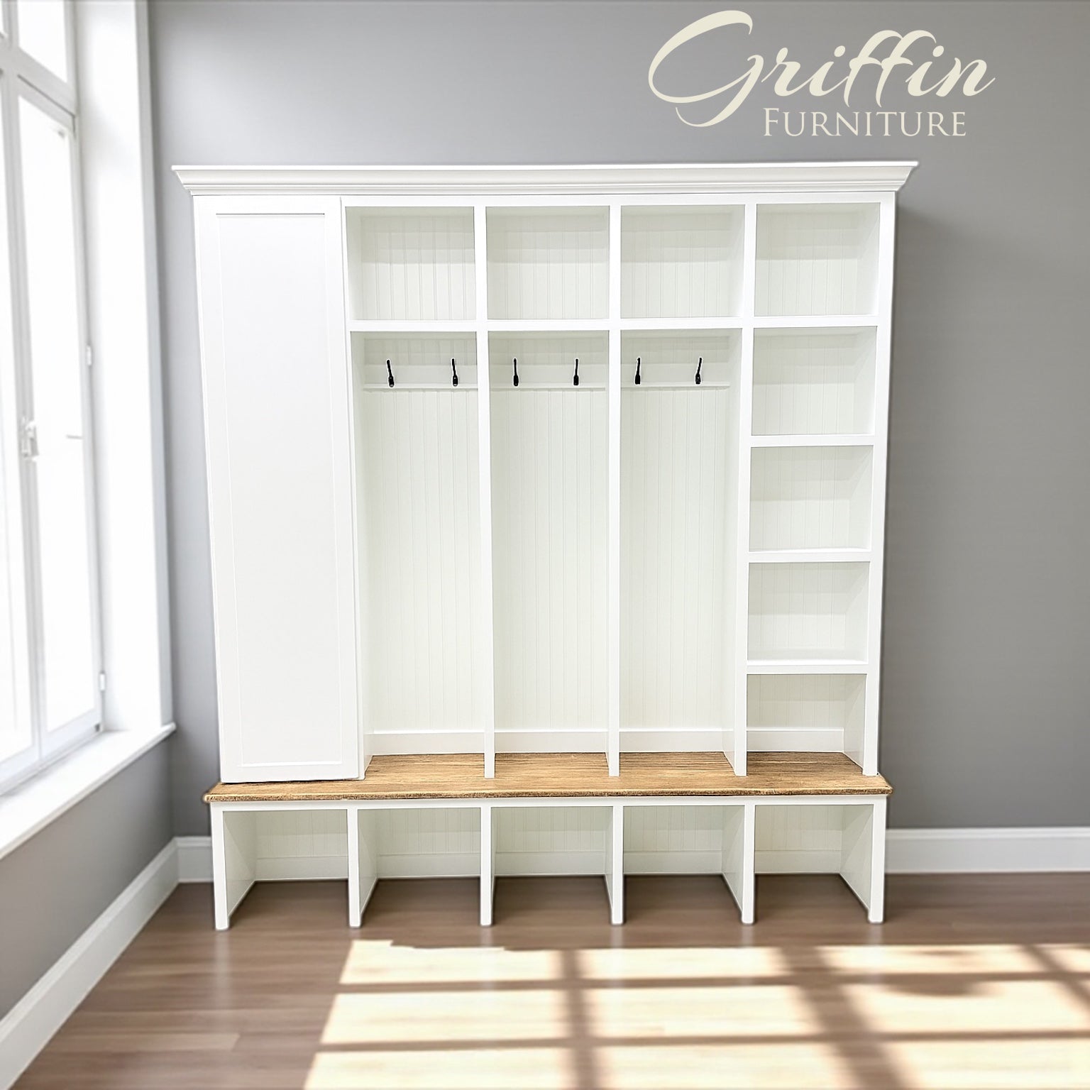 Colorado Mudroom Locker Bench with Hall Tree | Custom Storage Solution for Entryways