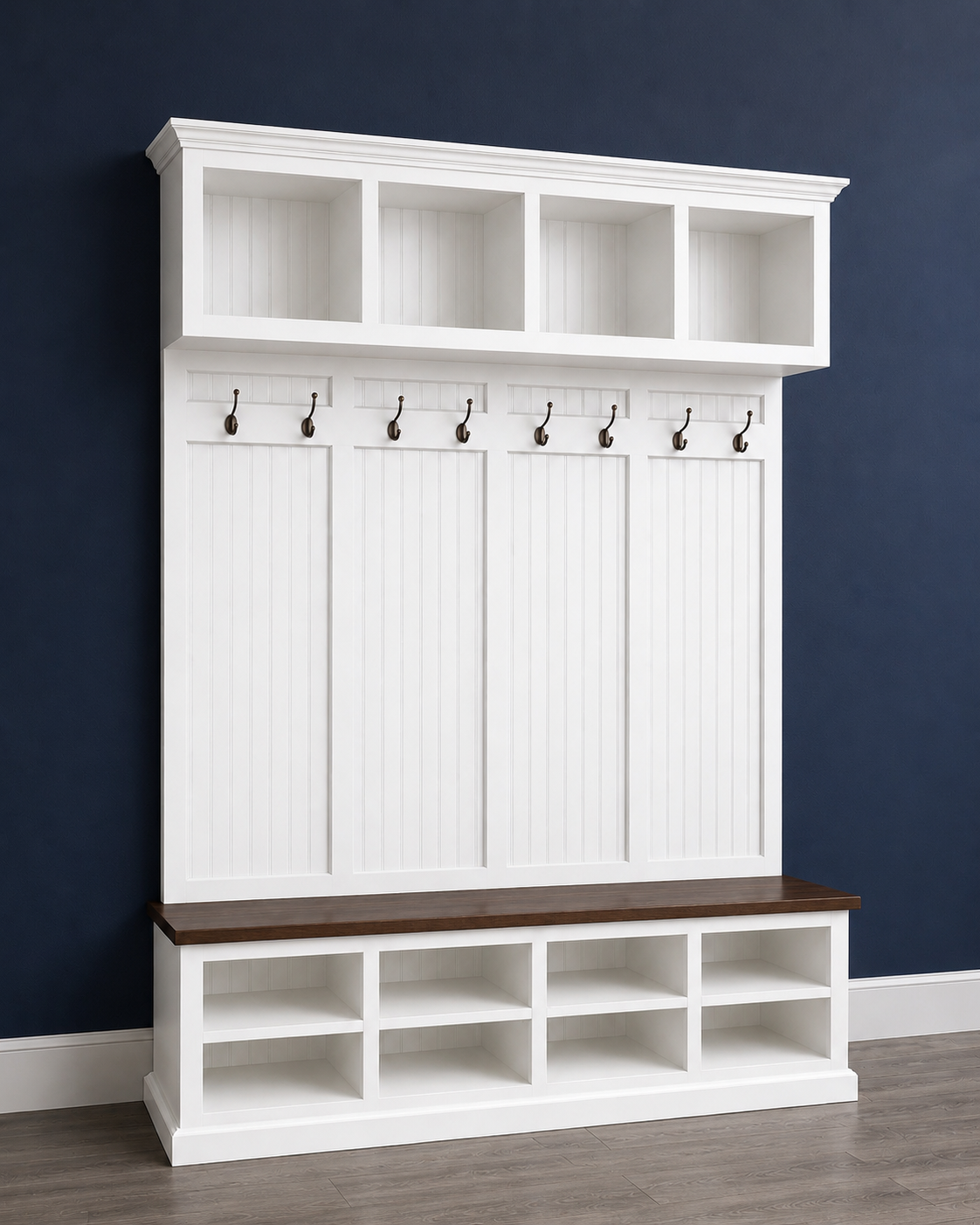 Yale Mudroom Locker Bench with Shoe Storage & Coat Rack – Custom Solid Wood Hall Tree - Griffin Furniture