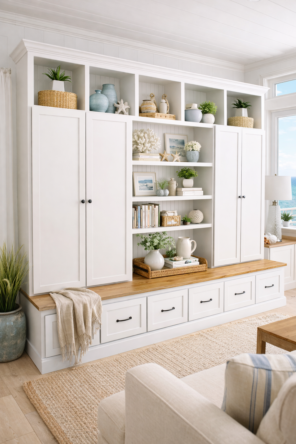 Tennessee Hall Tree with Shoe Storage – Solid Wood Mudroom Locker with Shoe Storage & Coat Rack - Griffin Furniture