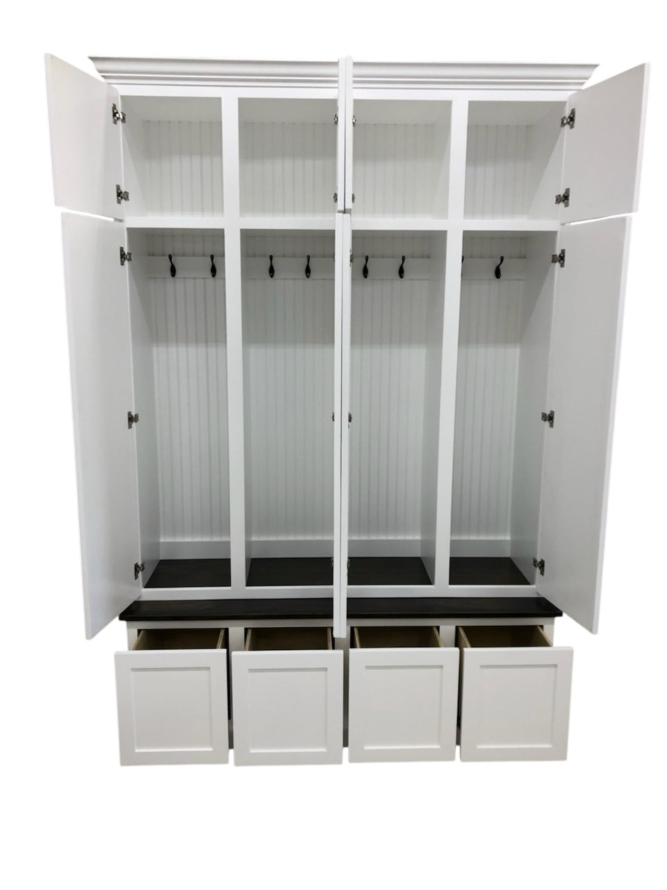 Ashville Entryway Shoe Storage Bench | Custom Mudroom Hall Tree with Drawers, Cubbies & Hooks | Solid Wood Entryway Furniture