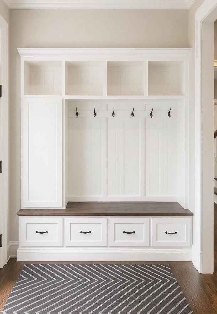 Oregon Mudroom Bench | Shoe Storage | Hall Tree | Standing Coat Rack | Mudroom Furniture (4-section)