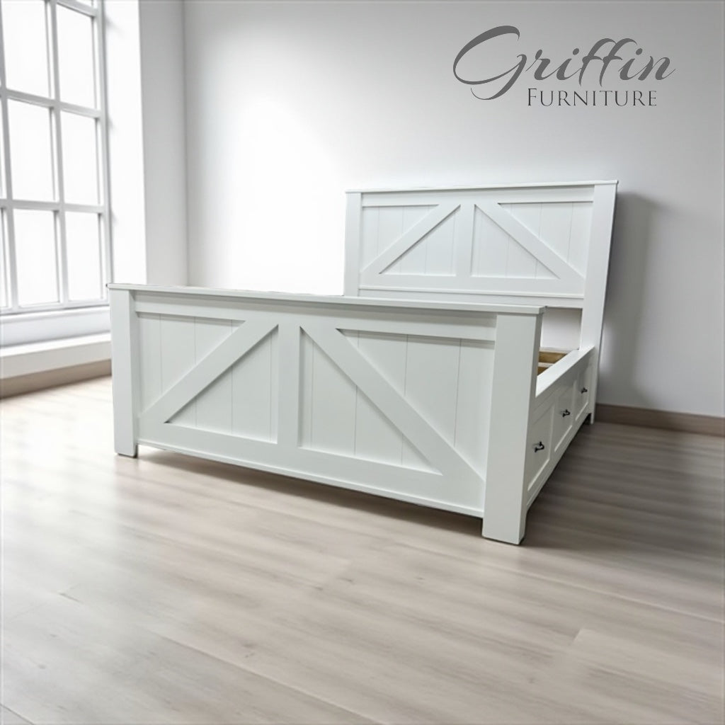 Brooklyn Rustic Bed Frame with Storage Drawers | All Bed Sizes | Handmade & Ships Free Nationwide