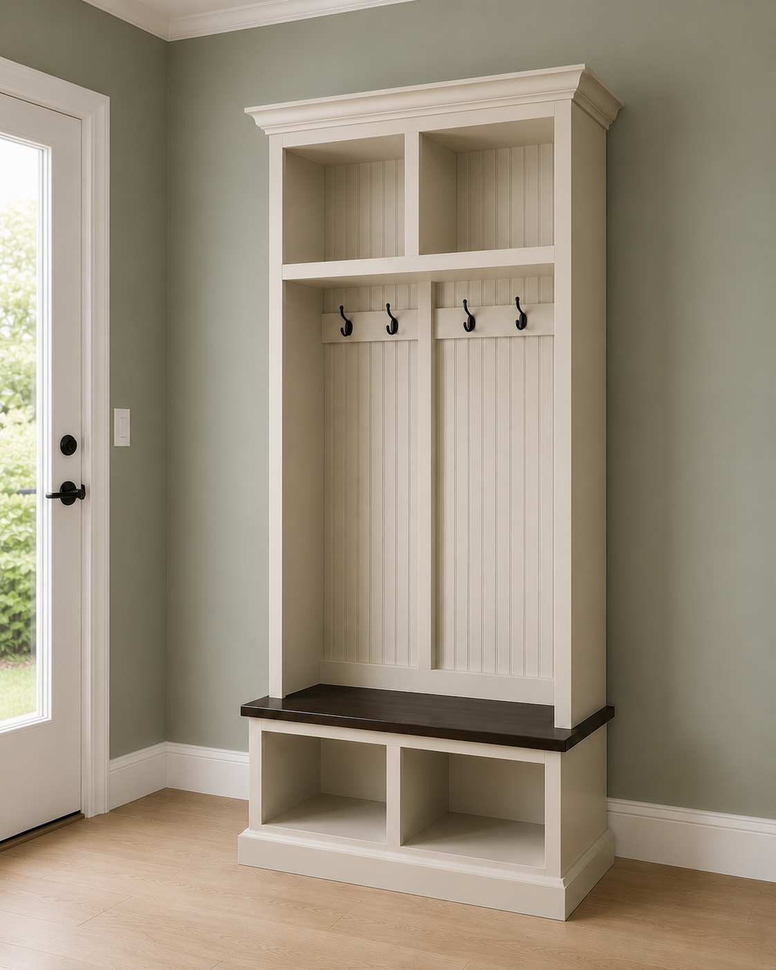 Pennsylvania Entryway Bench with Shoe Storage – 2-Section Solid Wood Mudroom Organizer | Custom Hallway Seating with Storage - Griffin Furniture