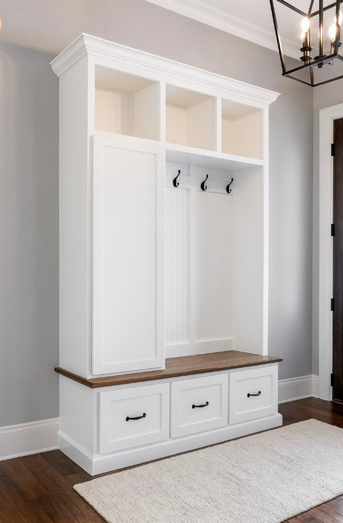 Oregon Mudroom Bench with Shoe Storage & Hooks | Entryway Bench | Custom Hall Tree Locker