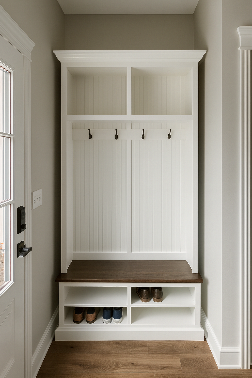Moraga Hall tree entry bench custom cabinet coat rack mudroom furniture (2 section)