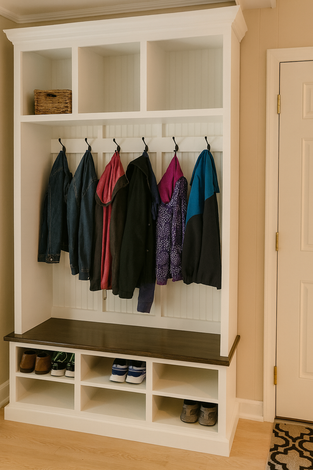 MORAGA Mudroom entryway bench hall tree coat rack shoe storage (3 section)