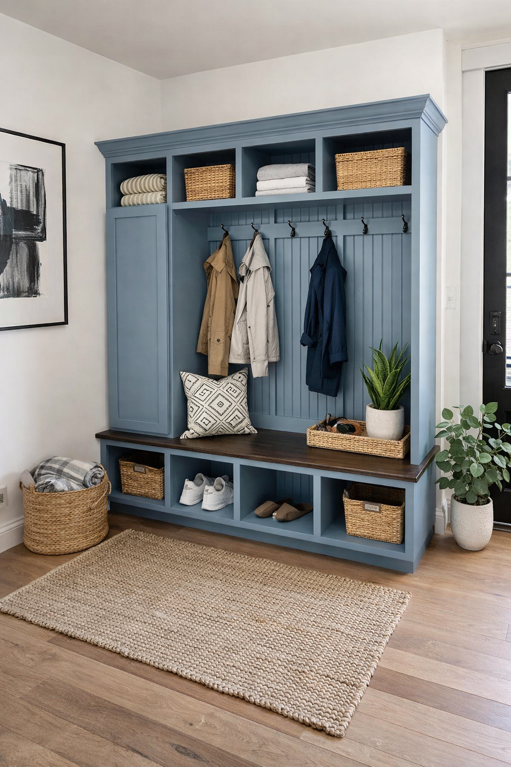 Dallas Hall Tree Bench with Coat Rack | 4-Section Mudroom Storage Solution | Custom Mudroom Furniture - Griffin Furniture