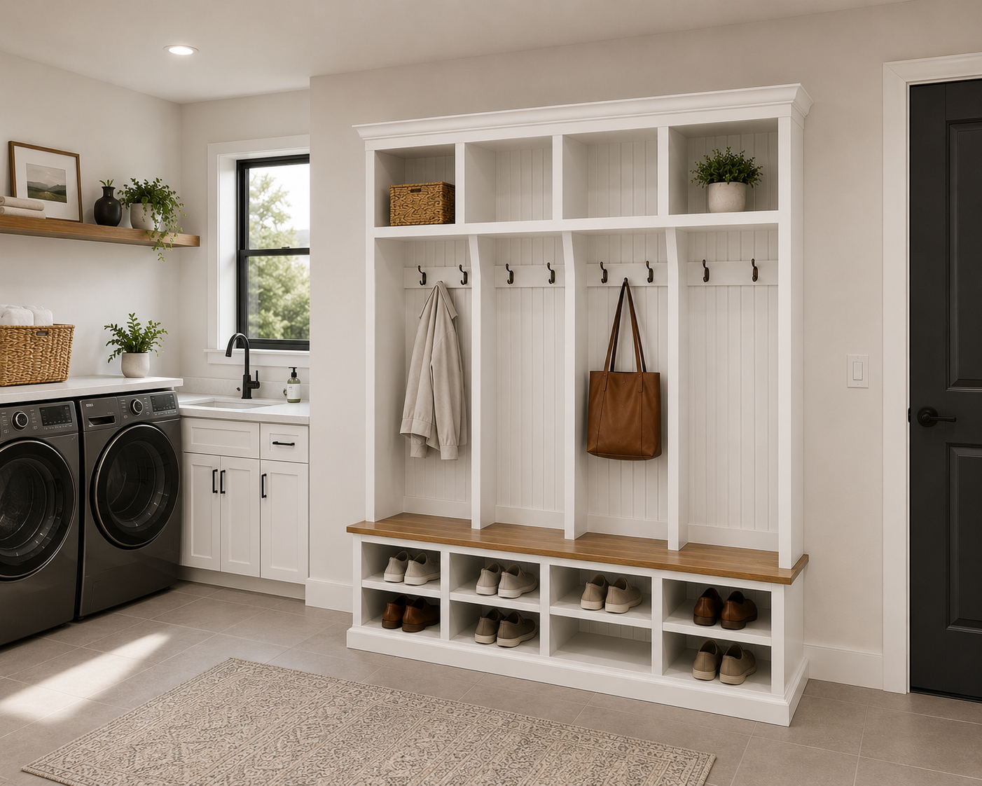 The Lewis Mudroom Locker – Stylish Entryway Storage & Organization Solution | Custom Wood Hall Tree with Cubbies & Hooks