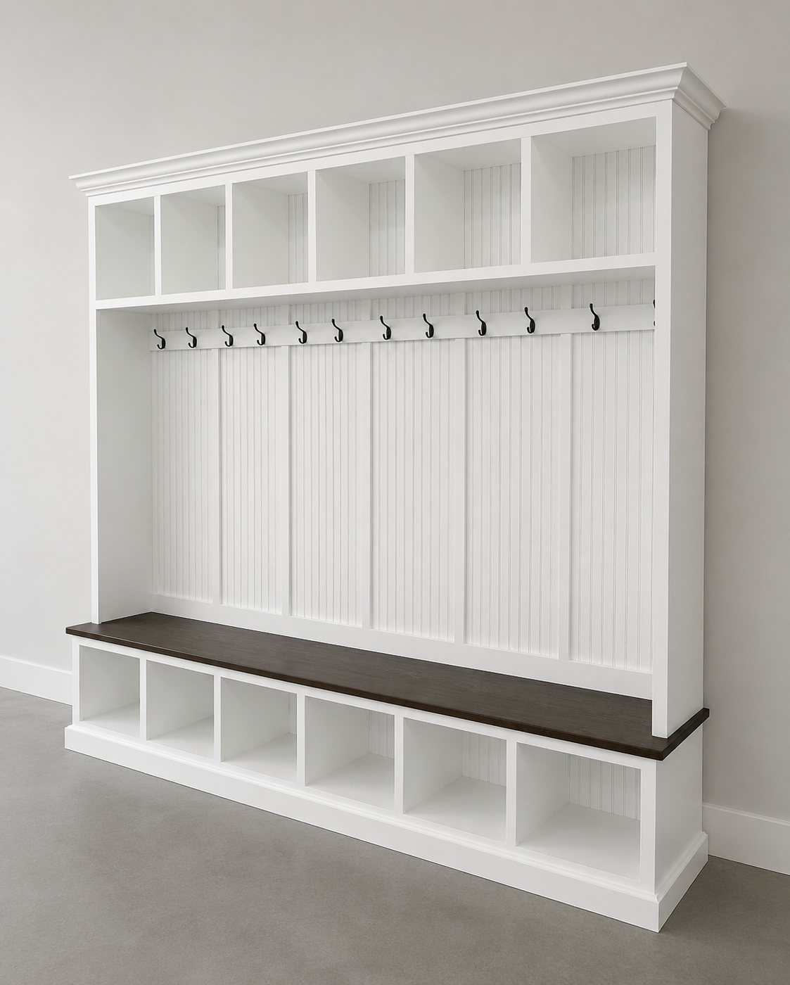 Pennsylvania 6-Section Entryway Bench with Storage – Custom Mudroom Organizer | Wood Hall Tree Seating - Griffin Furniture
