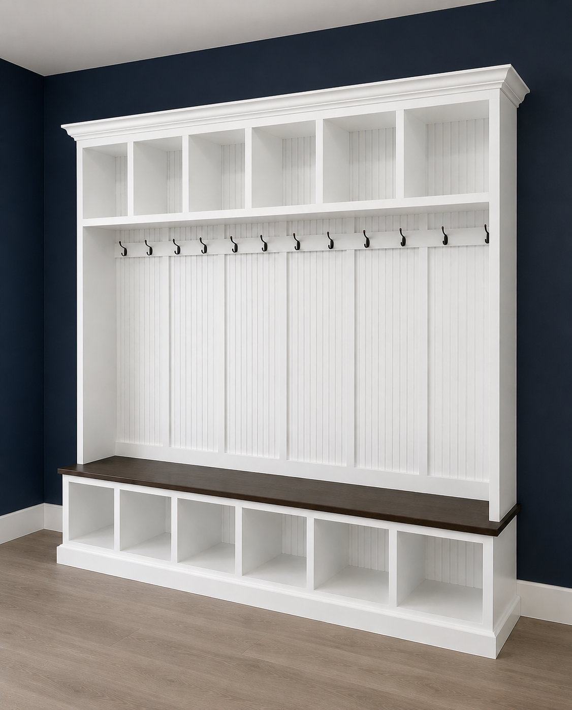 Pennsylvania 6-Section Entryway Bench with Storage – Custom Mudroom Organizer | Wood Hall Tree Seating - Griffin Furniture