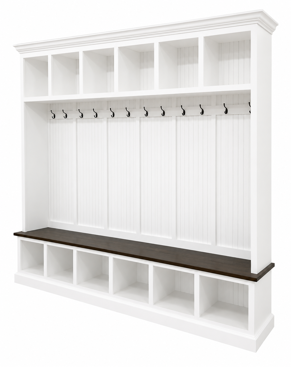Pennsylvania 6-Section Entryway Bench with Storage – Custom Mudroom Organizer | Wood Hall Tree Seating - Griffin Furniture
