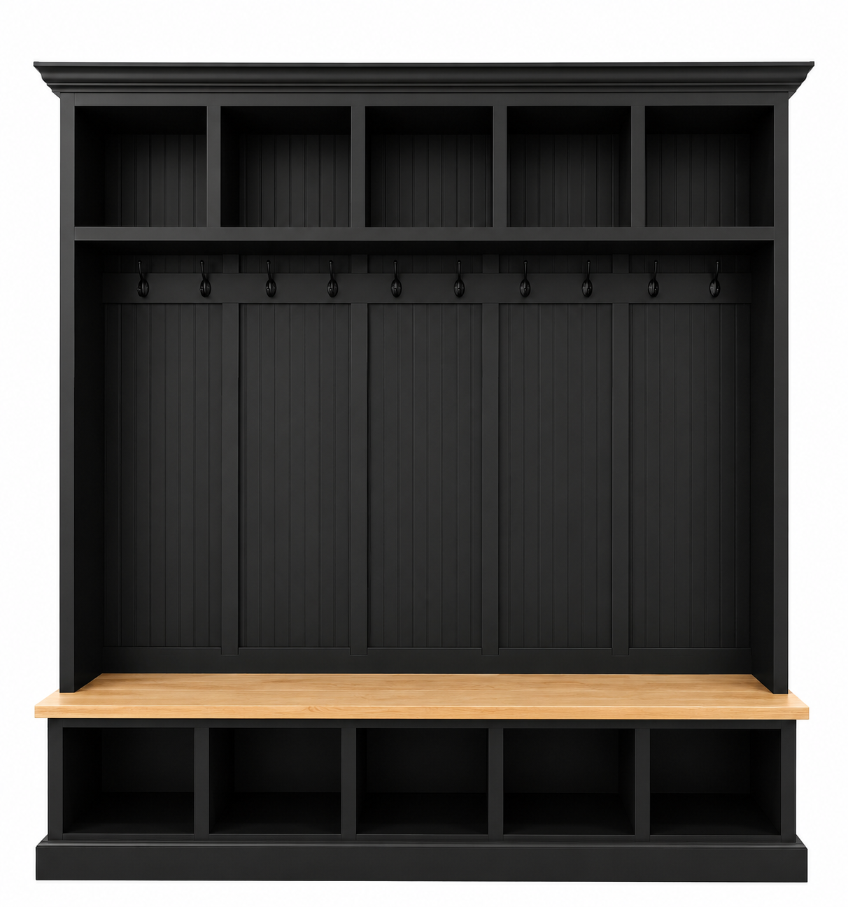 Pennsylvania 5-Section Entryway Bench with Storage – Custom Mudroom Seating | Wood Hall Tree Organizer - Griffin Furniture