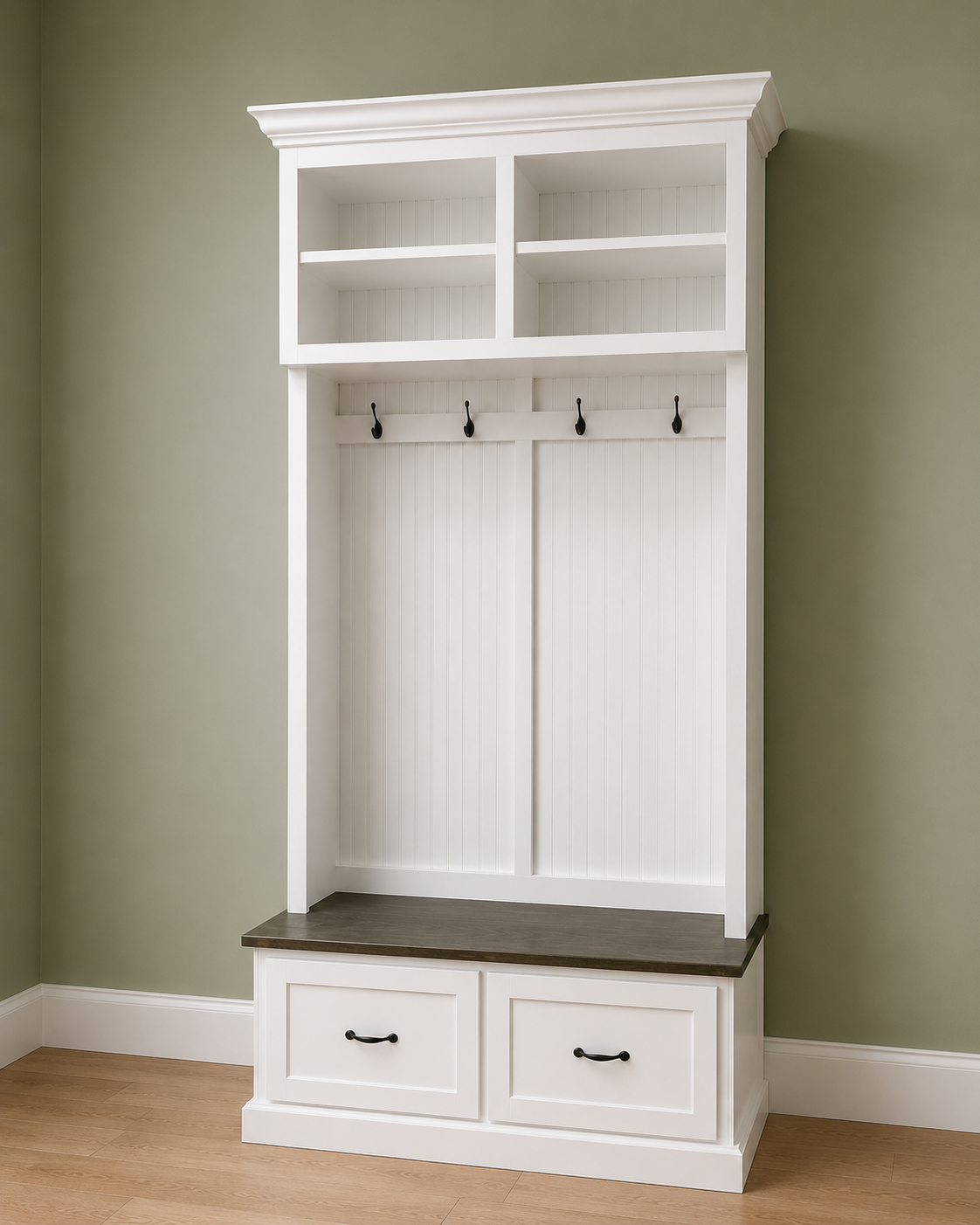 Branson Hall Tree Entryway Bench with Shoe Rack & Mudroom Storage | 2-Section Coat Organizer - Griffin Furniture