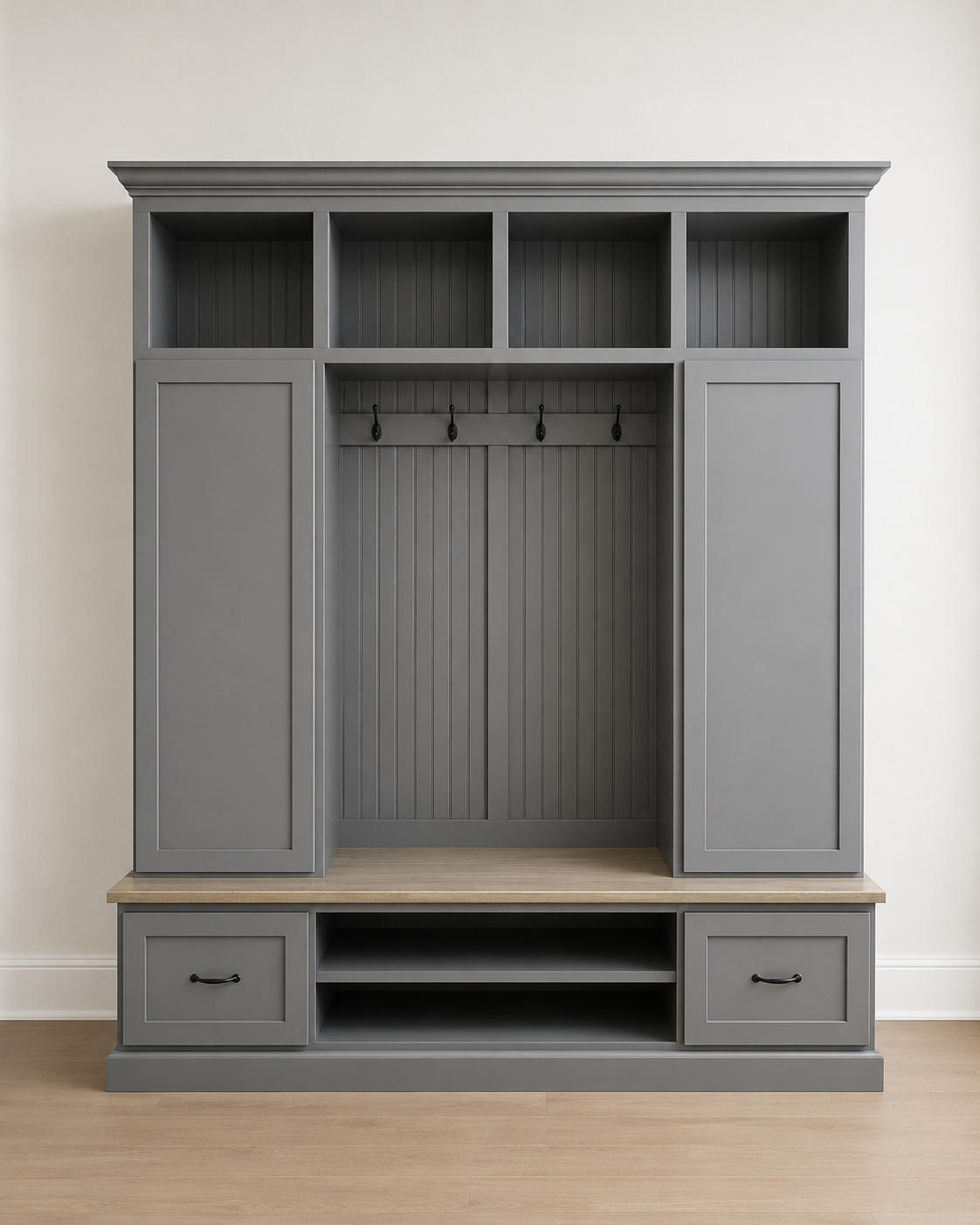 Florida Mudroom Locker Bench with Hall Tree | Custom Storage Solution for Entryways - Griffin Furniture