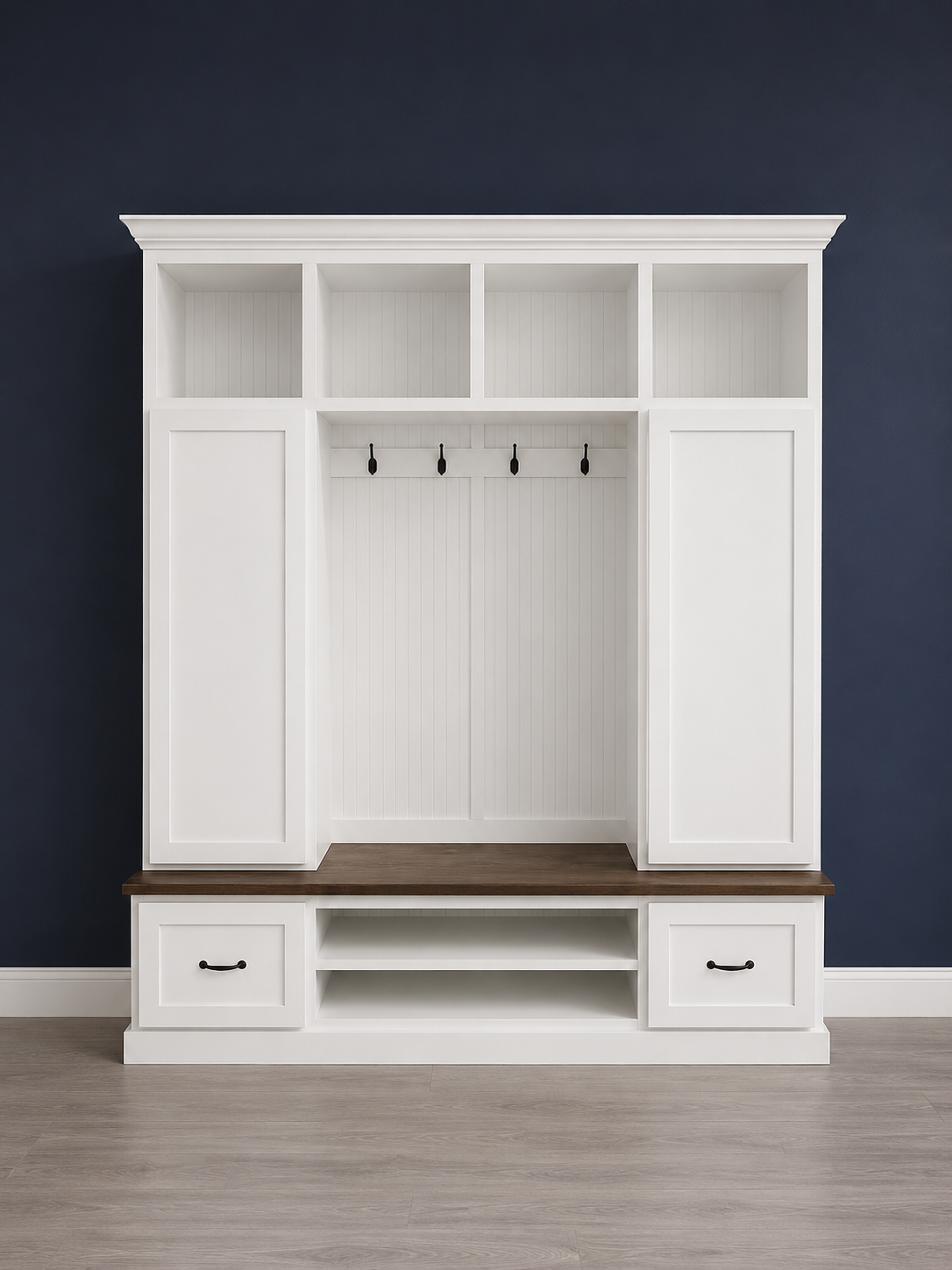 Florida Mudroom Locker Bench with Hall Tree | Custom Storage Solution for Entryways - Griffin Furniture