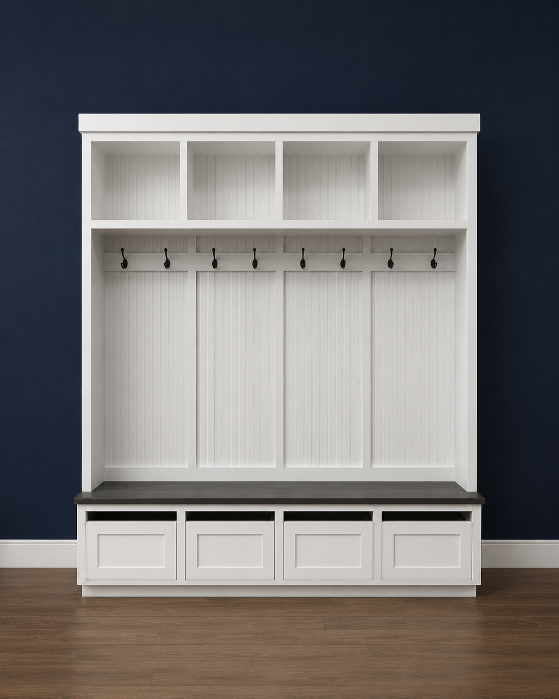 Orlando 4-Section Hall Tree with Bench and Shoe Storage – Entryway Organizer with Hooks, Cubbies & Seating | Griffin Furniture - Griffin Furniture