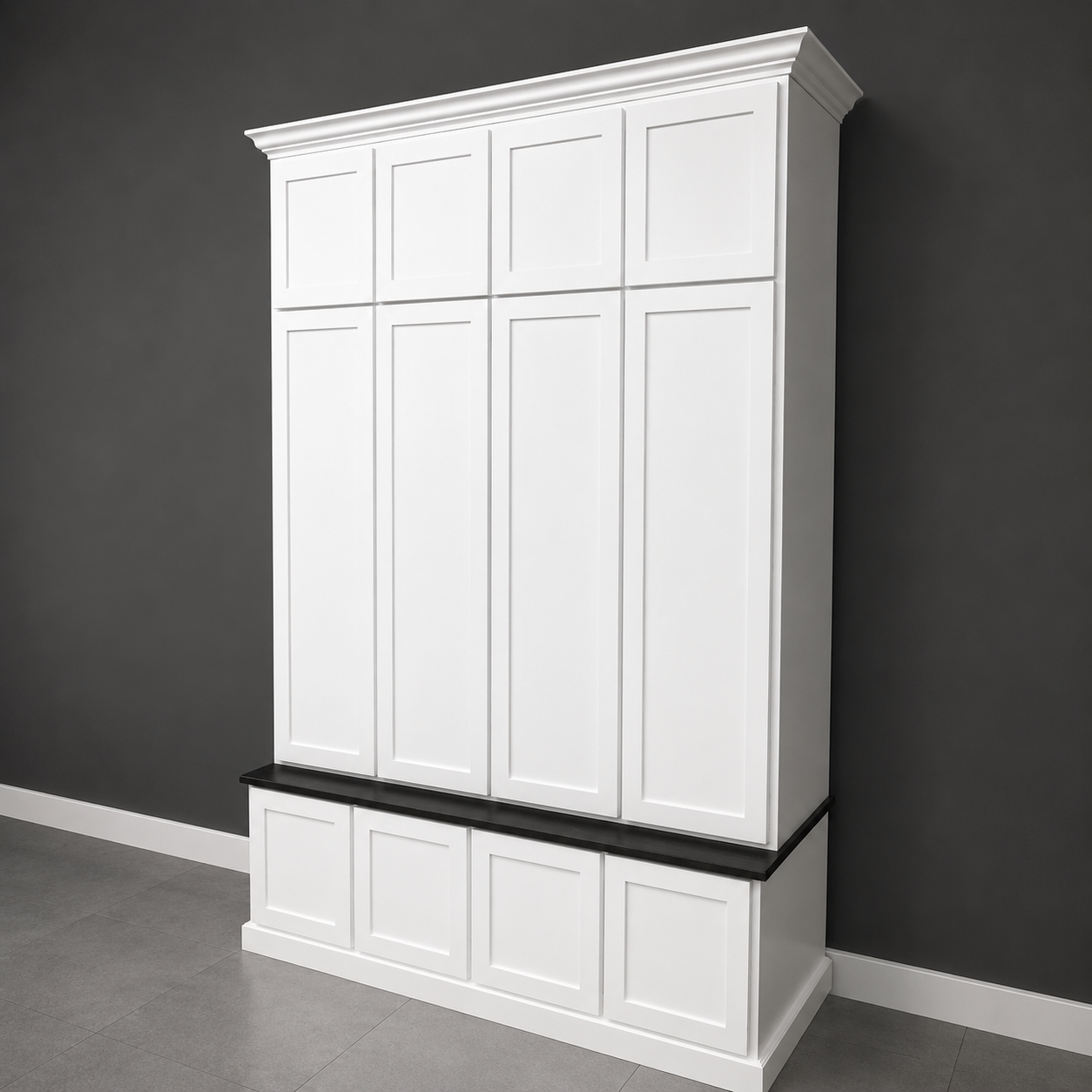 Ashville Entryway Shoe Storage Bench | Custom Mudroom Hall Tree with Drawers, Cubbies & Hooks | Wood Entryway Furniture - Griffin Furniture