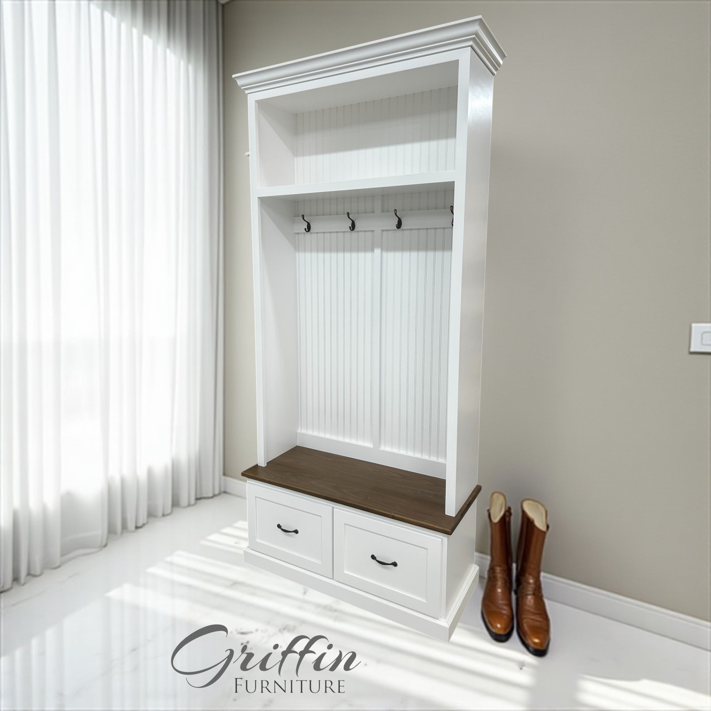 NASHVILLE standing coat rack hall tree shoe storage mudroom