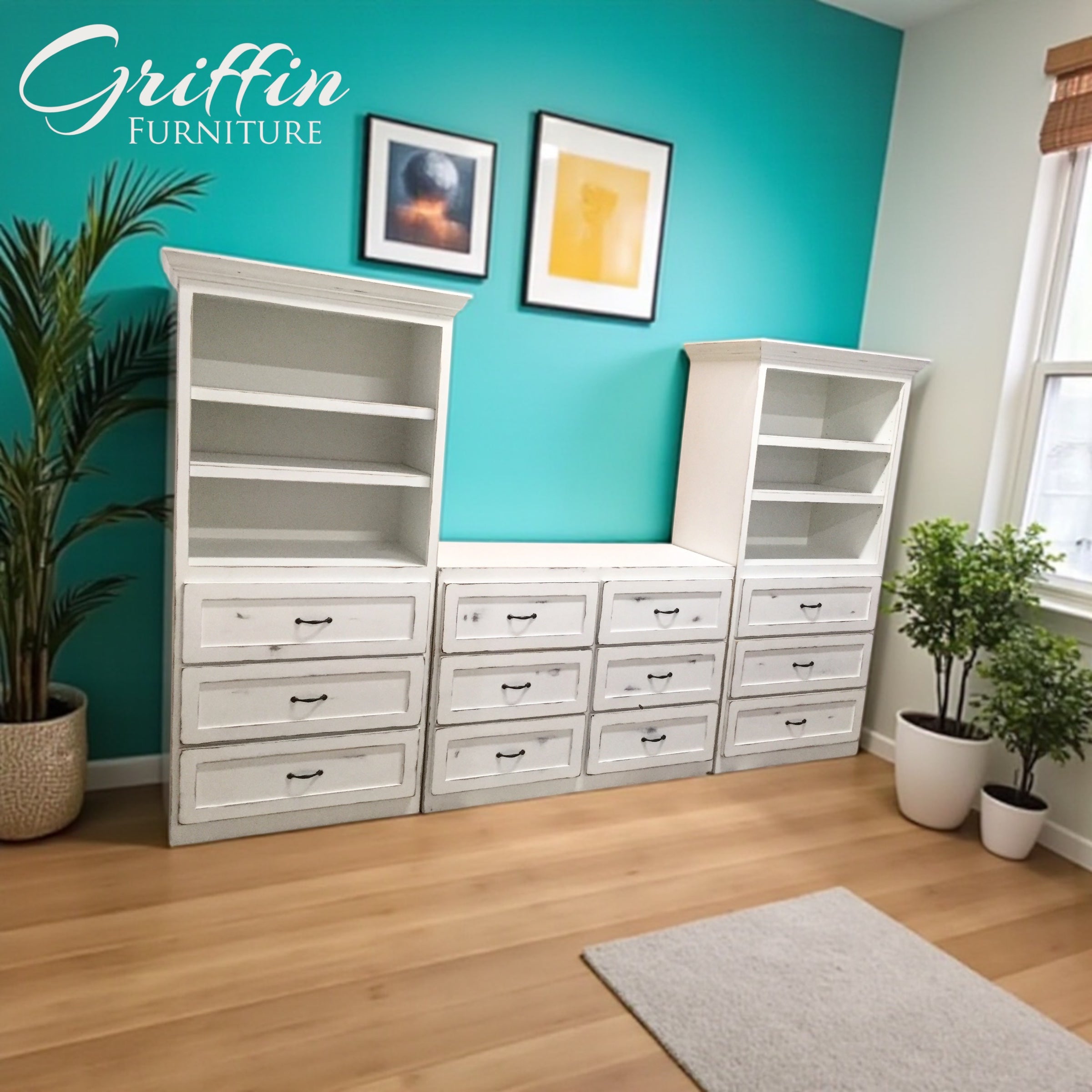 Augusta Bedroom Storage Furniture | Bookcase, Drawers, Dresser & TV Stand | Griffin Furniture USA