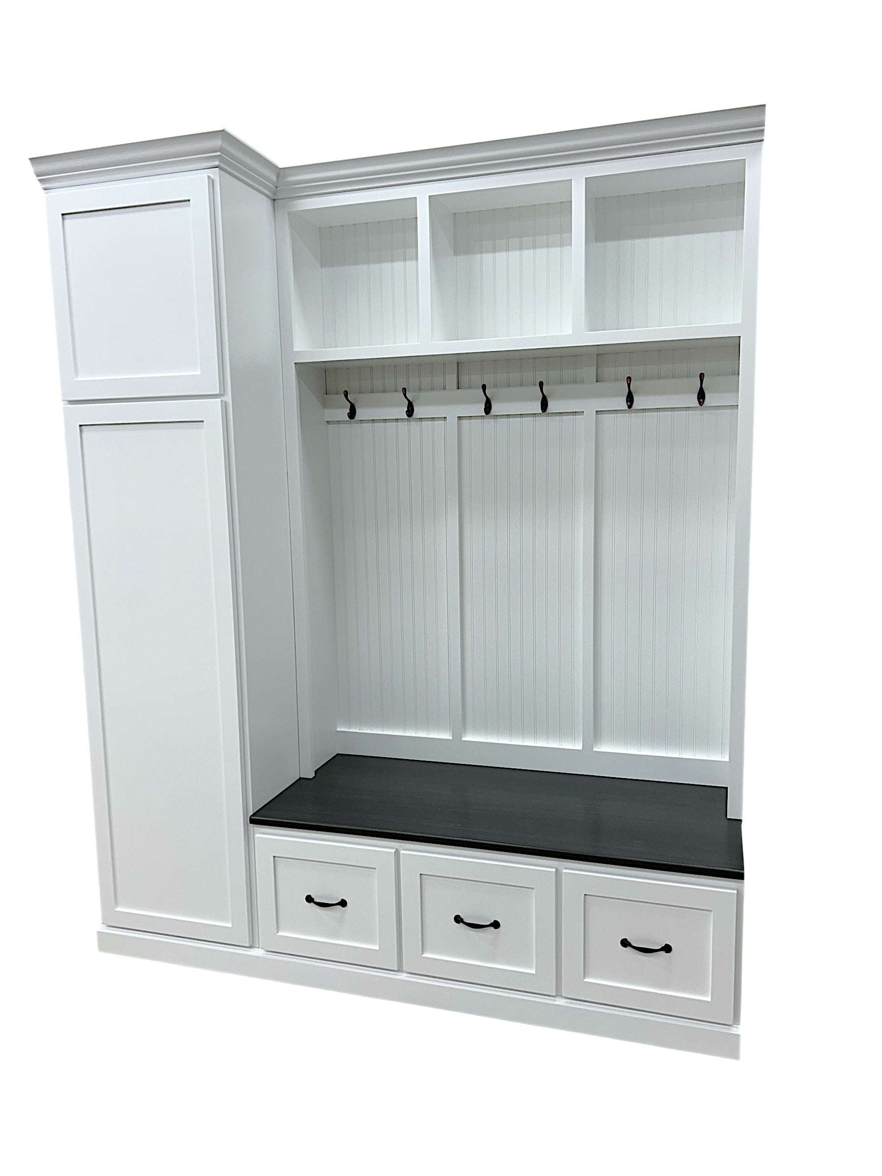 Holbrook Entryway Bench with Shoe Storage | Solid Wood Mudroom Organizer | Hall Tree Style Mud Bench (3-section)