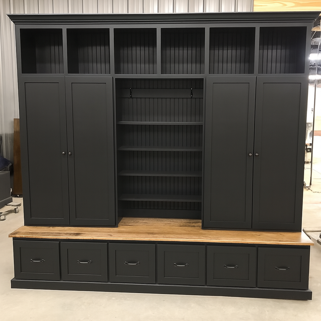 Tennessee Hall Tree with Shoe Storage – Solid Wood Mudroom Locker with Shoe Storage & Coat Rack