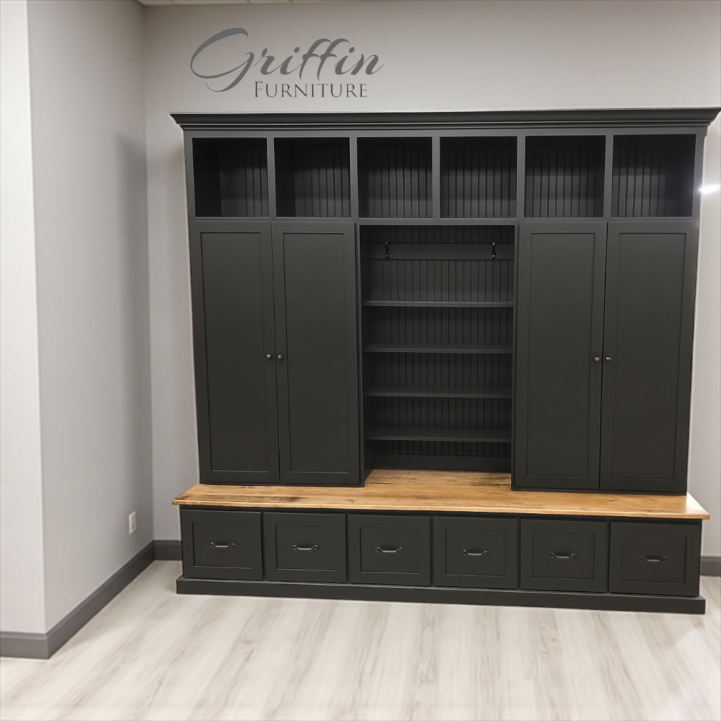 Tennessee Hall Tree with Shoe Storage – Solid Wood Mudroom Locker with Shoe Storage & Coat Rack