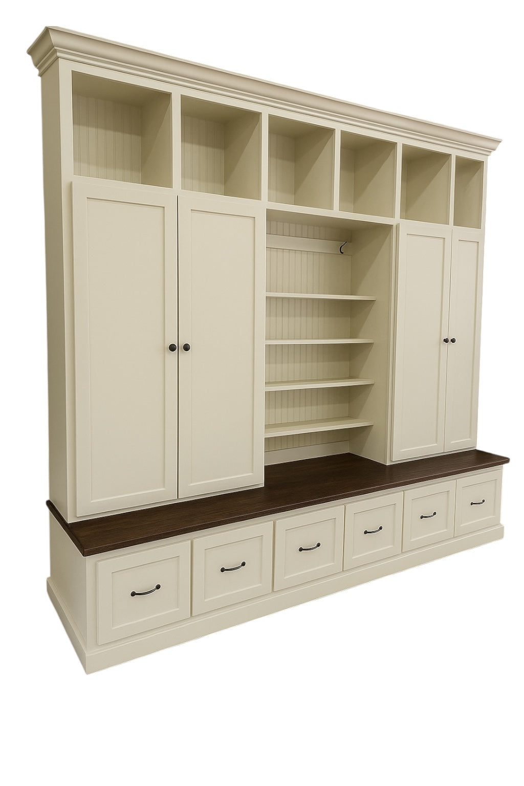 Tennessee Hall Tree with Shoe Storage – Solid Wood Mudroom Locker with Shoe Storage & Coat Rack