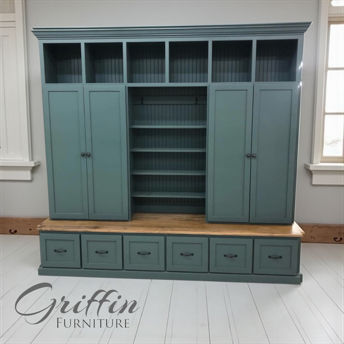 Tennessee Hall Tree with Shoe Storage – Solid Wood Mudroom Locker with Shoe Storage & Coat Rack
