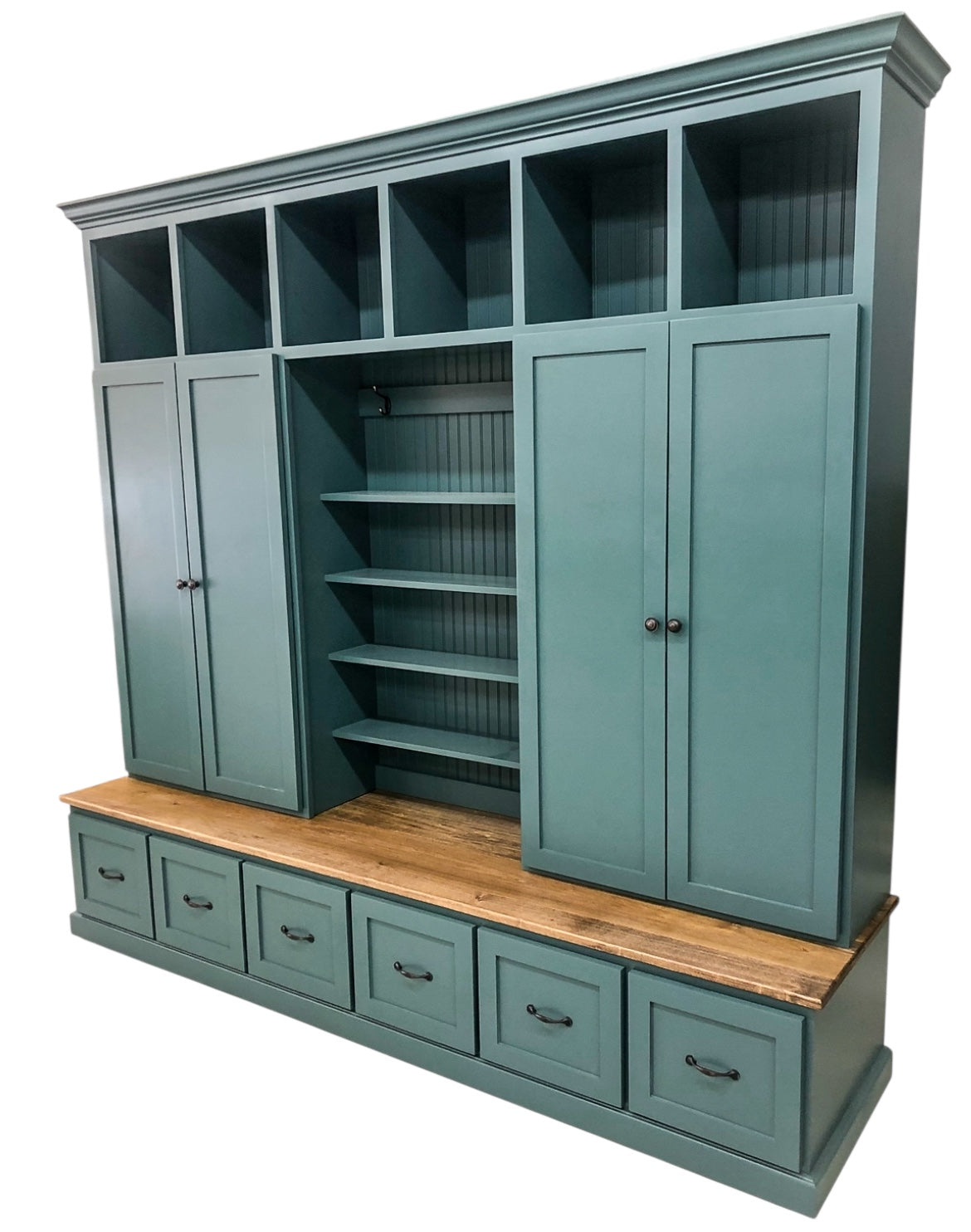 Tennessee Hall Tree with Shoe Storage – Solid Wood Mudroom Locker with Shoe Storage & Coat Rack