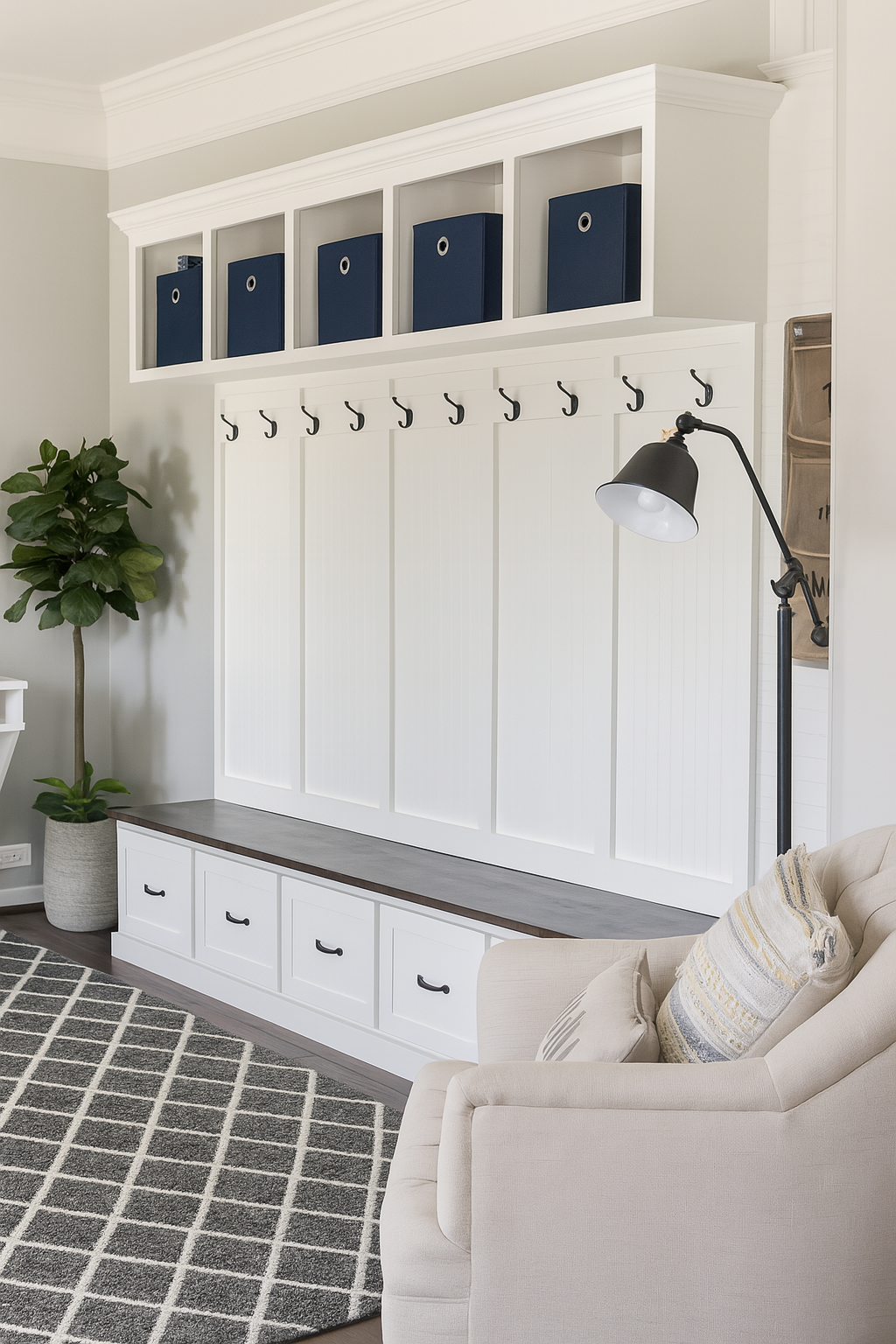 New York entryway bench shoe storage mudroom furniture (5-section)