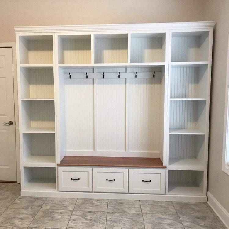 Atlanta 8-Foot Mudroom Hall Tree with Bench, Cubbies & Coat Hooks | Handcrafted Wood Entryway Furniture