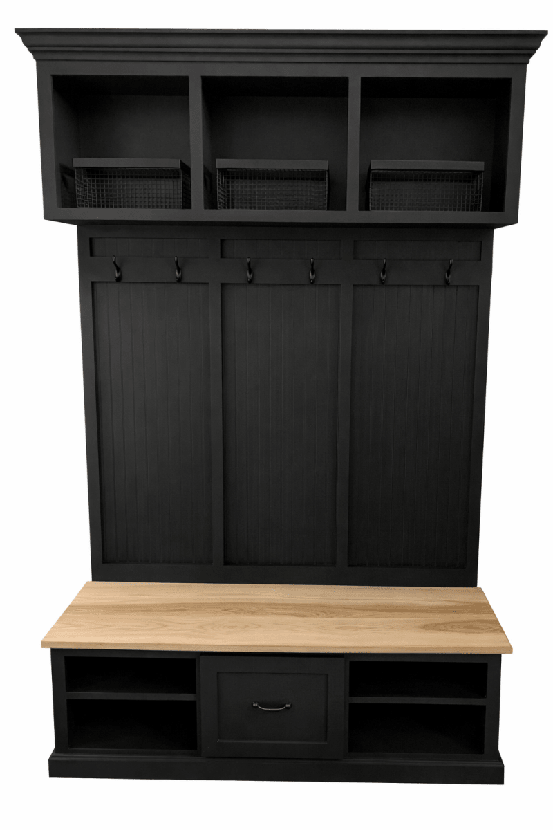Birmingham Entryway Shoe Storage Bench with Coat Rack | Hall Tree & Mudroom Bench – Custom Wood Furniture