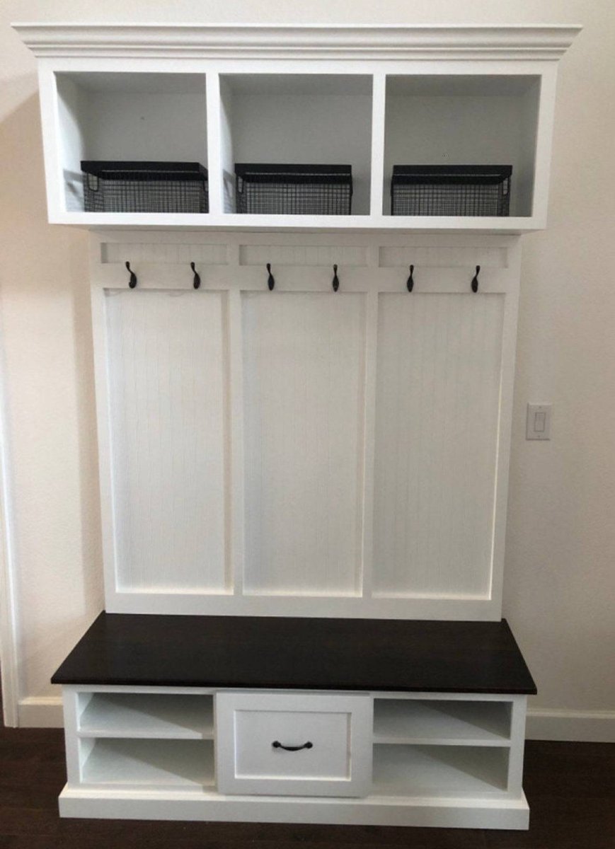 Birmingham Entryway Shoe Storage Bench with Coat Rack | Hall Tree & Mudroom Bench – Custom Wood Furniture