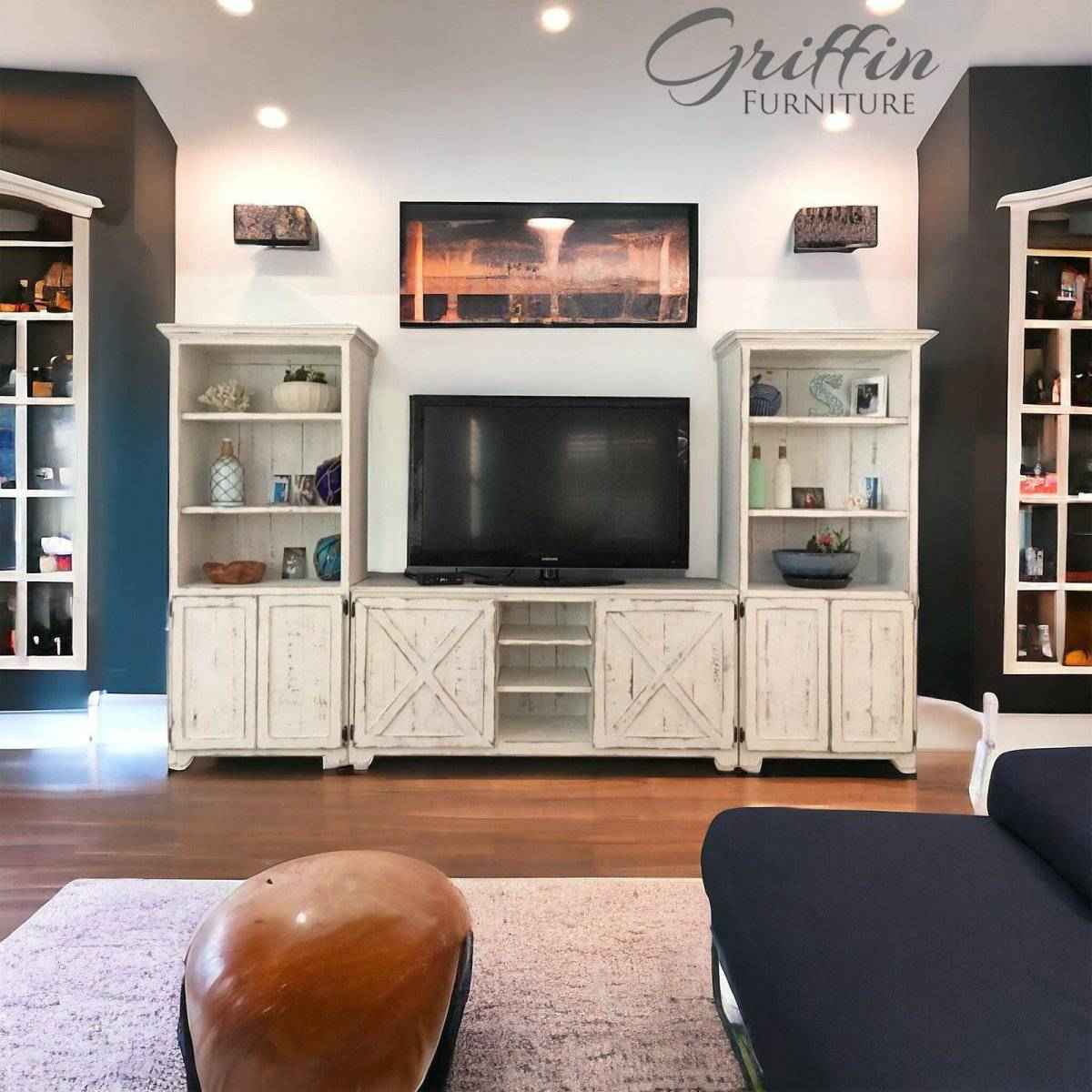 Bradenton Entertainment Center with Bookshelf Units | Handcrafted Wood TV Stand & Media Console