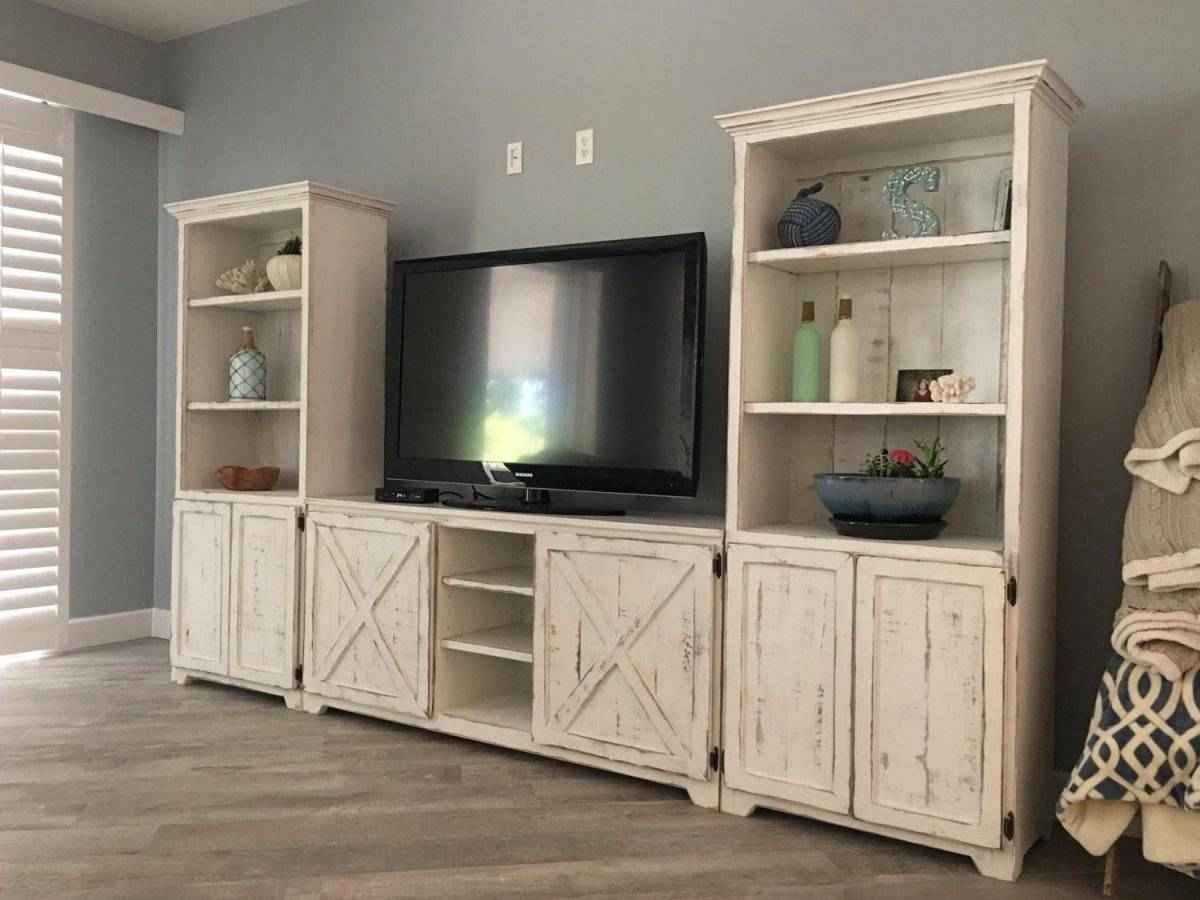 Bradenton Farmhouse Entertainment Center | Handcrafted Wood TV Stand & Media Console with Bookshelves
