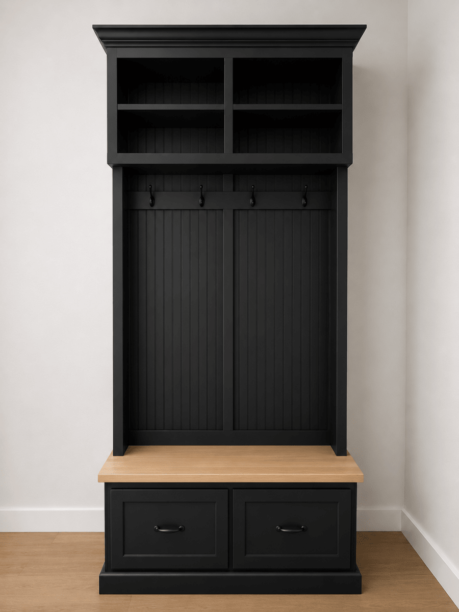 Branson Hall Tree Entryway Bench with Shoe Rack & Mudroom Storage | 2-Section Coat Organizer