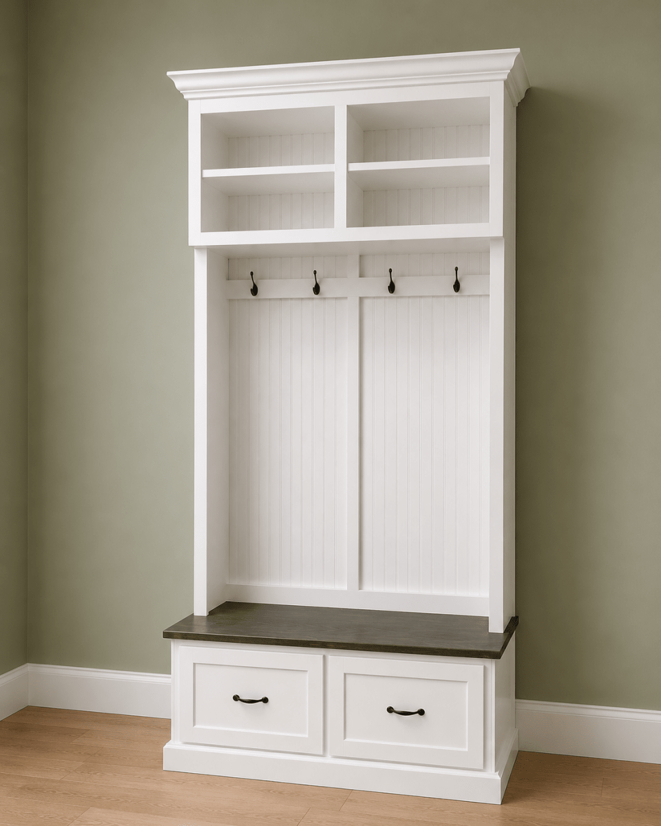 Branson Hall Tree Entryway Bench with Shoe Rack & Mudroom Storage | 2-Section Coat Organizer