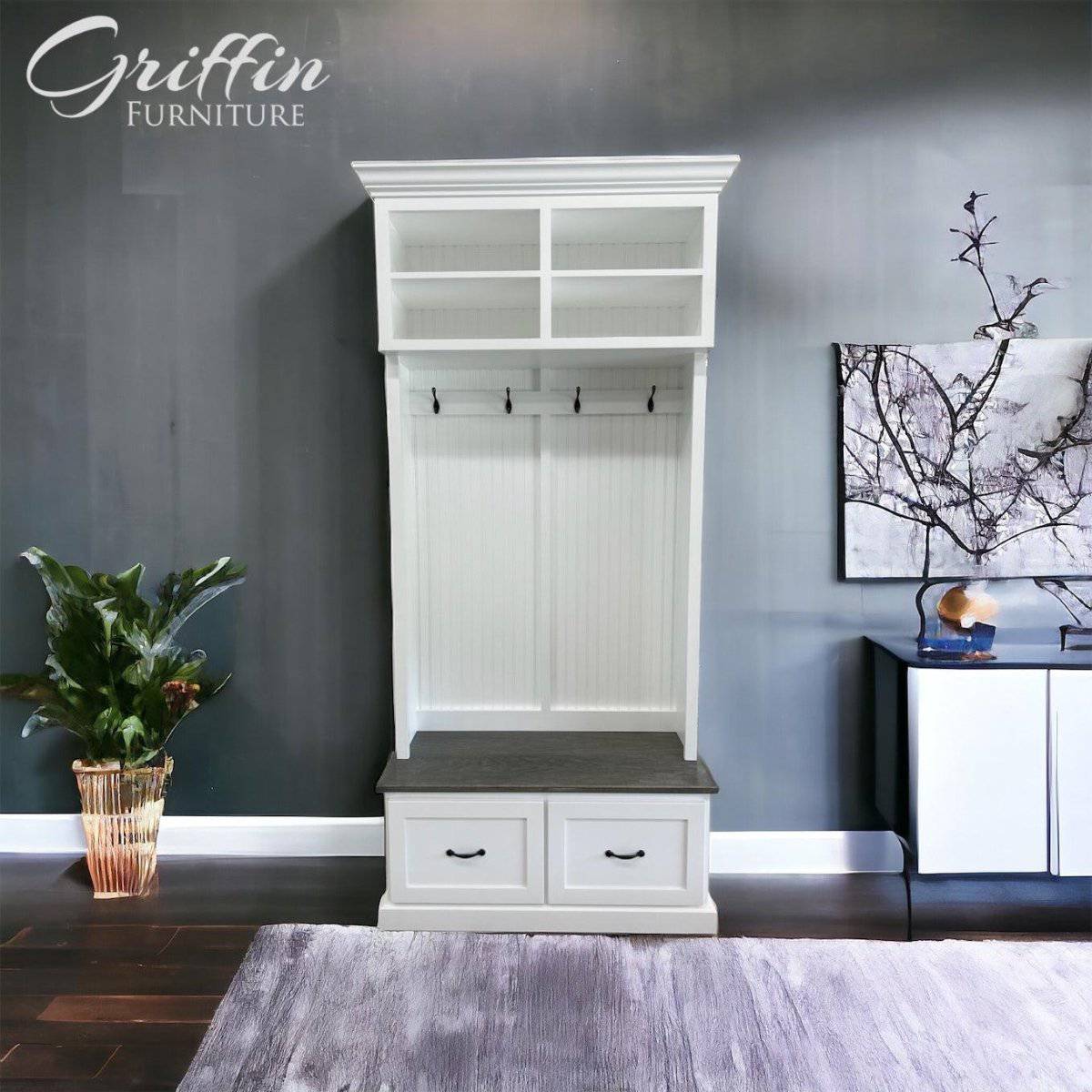 Branson Hall Tree Shoe Rack Entryway Bench with Mudroom Storage (2-section).