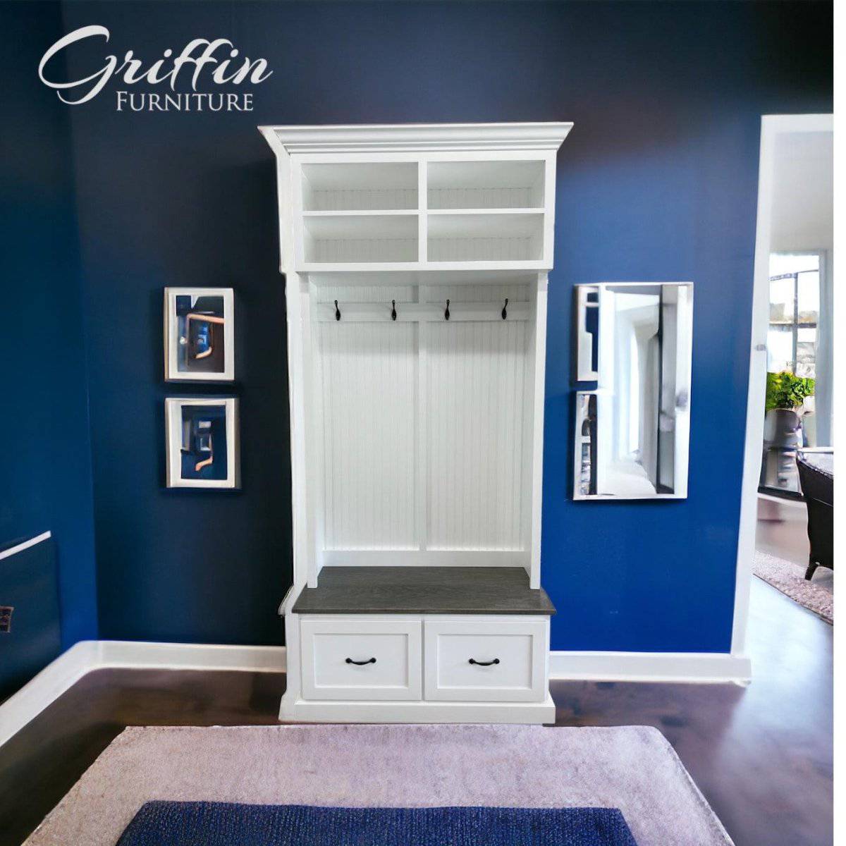 Branson Shoe Rack | Entryway Bench | Mudroom Storage | Shoe Storage | Shoe Cabinet | Hall-tree (2-section).