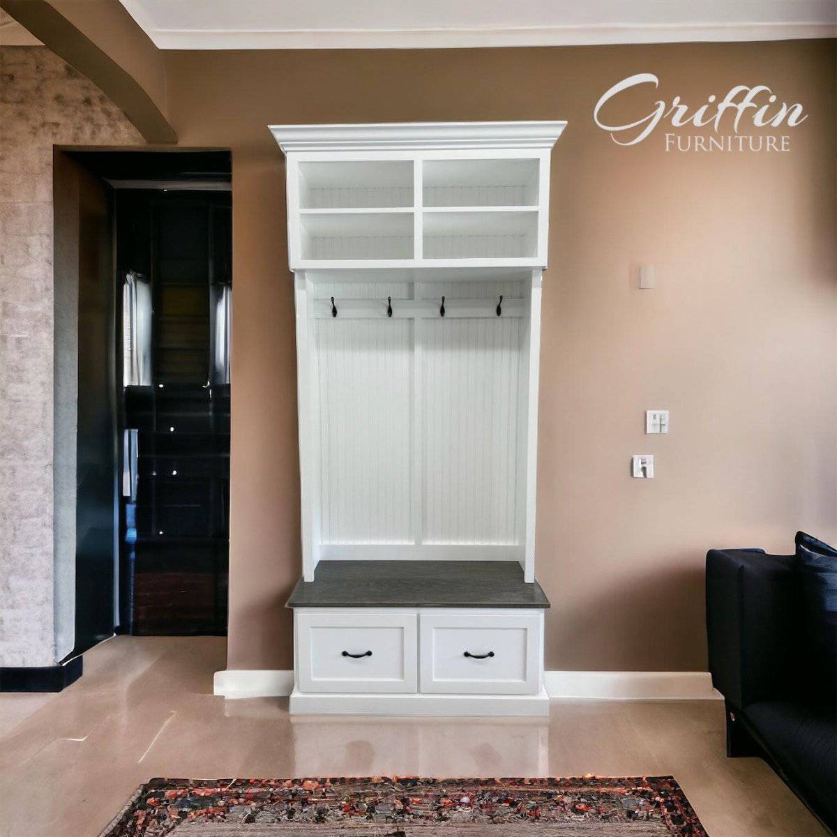 Branson Shoe Rack | Entryway Bench | Mudroom Storage | Shoe Storage | Shoe Cabinet | Hall-tree (2-section).
