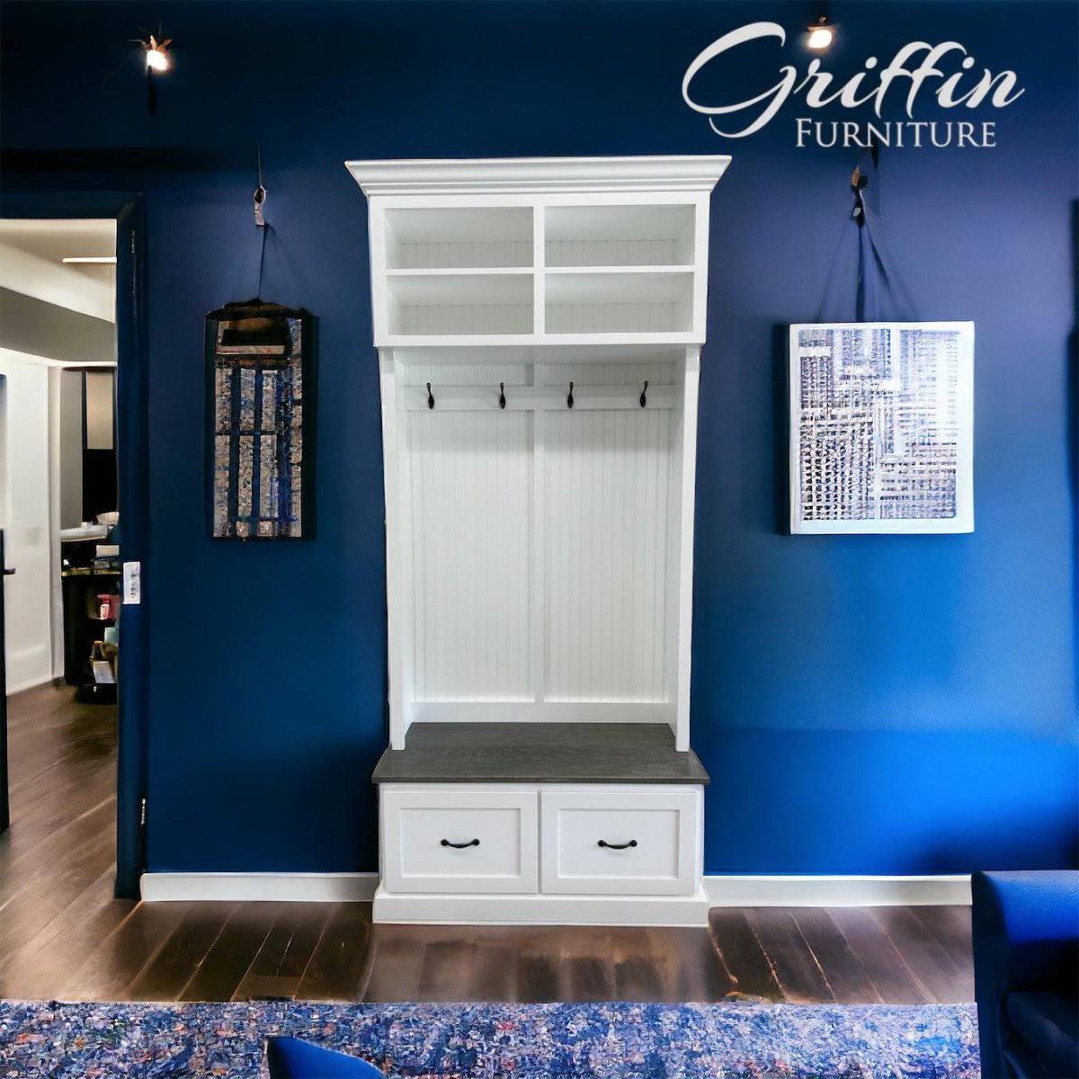 Branson Shoe Rack | Entryway Bench | Mudroom Storage | Shoe Storage | Shoe Cabinet | Hall-tree (2-section).