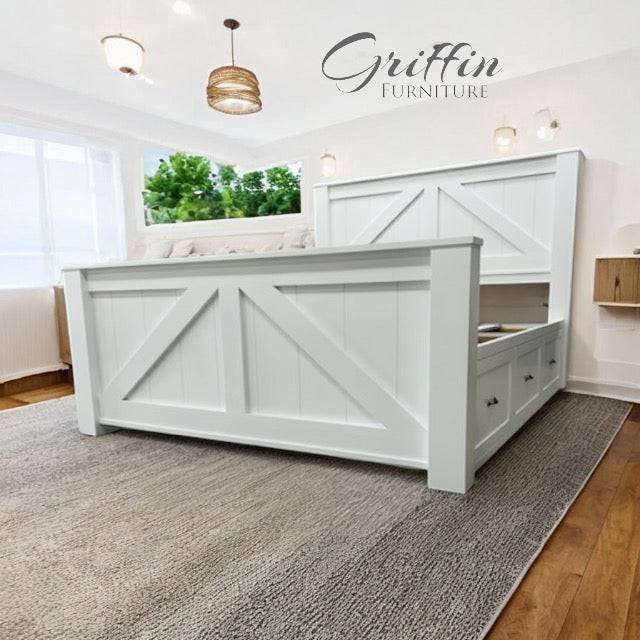 Brooklyn Wood Bed Frame | Storage Drawers | Bedroom Furniture | King Bed | Queen Bed.